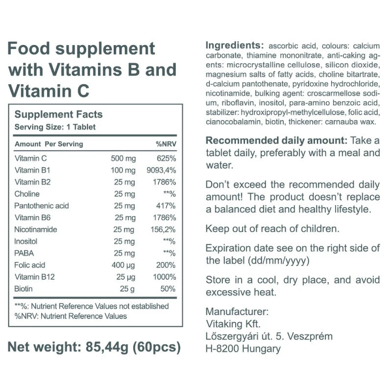 Vitaking – Stress B-Complex multivitaminai – 60 tablečių - Billede 5