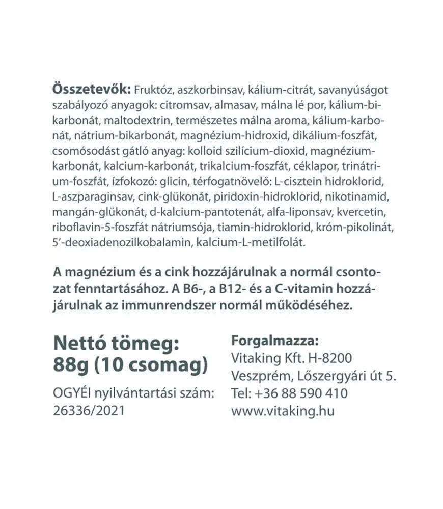 Vitaking – Vitadrink multivitaminas 10 pak. – Hindbær - Image 3