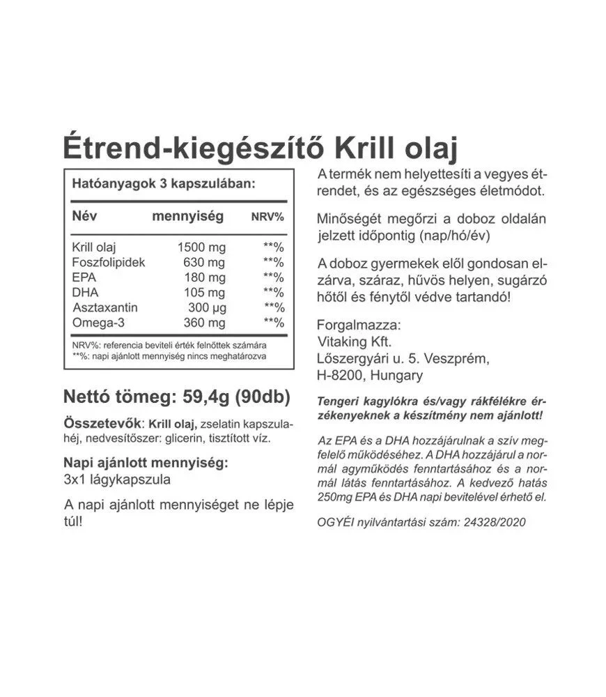 Vitaking – Krillolio 500 mg (90 softgels) - Billede 4