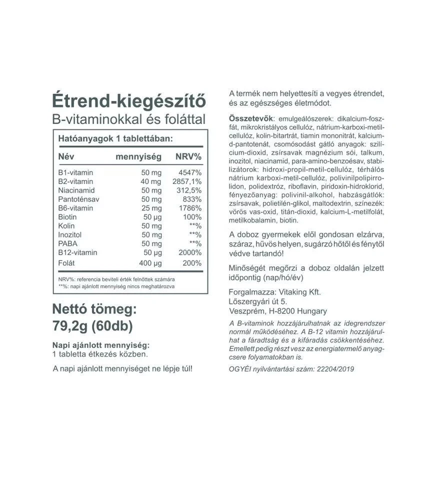 Vitaking – Vitamin B-50 kompleksas – 60 tablečių - Image 6