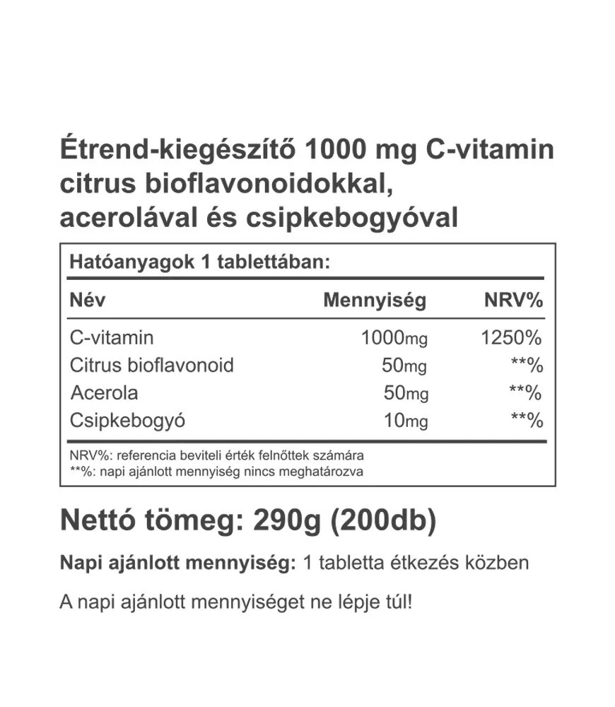 Vitaking – Vitamin C 1000 mg su citrus bioflavonoidais ir acerola – 200 tablečių - Image 4