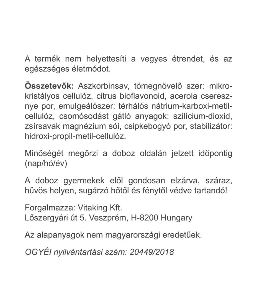 Vitaking – Vitamin C 1000 mg su citrus bioflavonoidais ir acerola – 200 tablečių - Image 5