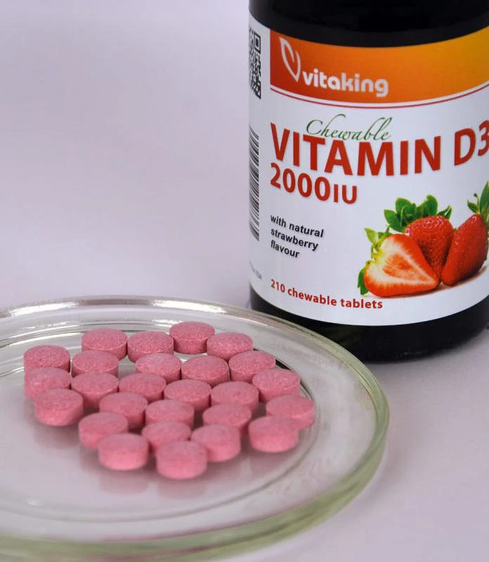 Vitaking – Vitamin D3 2000 IU braškių skonio 210 pastilių - Image 3