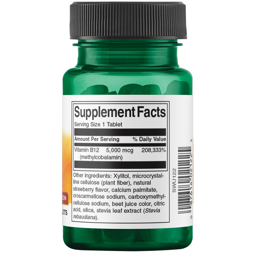 Vitamin B-12 Methylcobalamin – 5000 mcg, su dideliu įsisavinimu – 60 tablečių - Billede 3