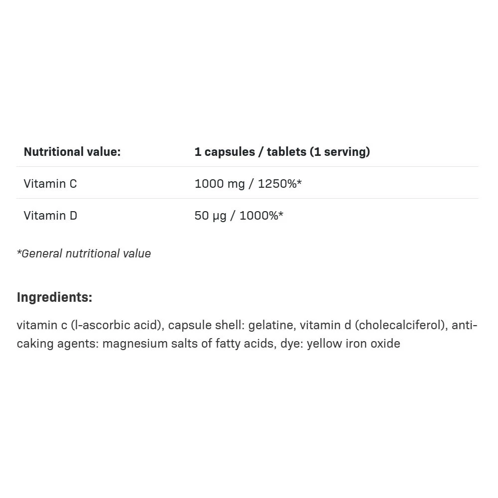 Vitamin C 1000 + D3 – 30 kapsulių - Image 3