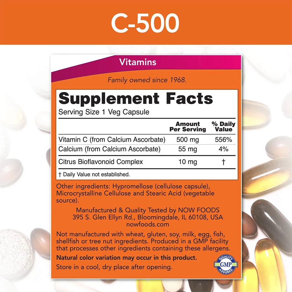Vitamin C-500 Calciumascorbat-C – 250 kapsulių - Billede 2